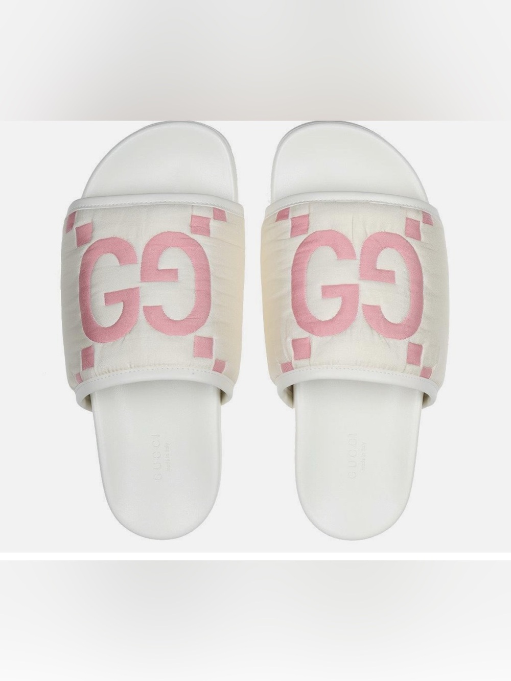 NEW GUCCI LADIES WHITE JUMBO GG SLIDES SANDALS FLIP FLOPS SHOES 41/US 11
